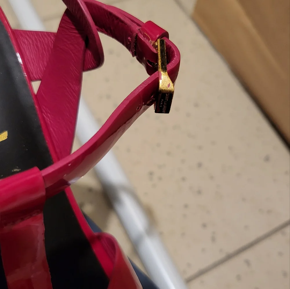 Authentic Saint Laurent Tribute Sandals in Fuchsia - Picture 7 of 11